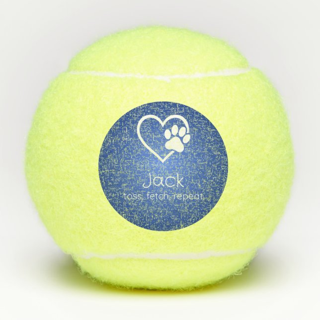 Balles De Tennis Azure Dog Name Tennis Ball 'toss, fetch, repeat' (Devant)