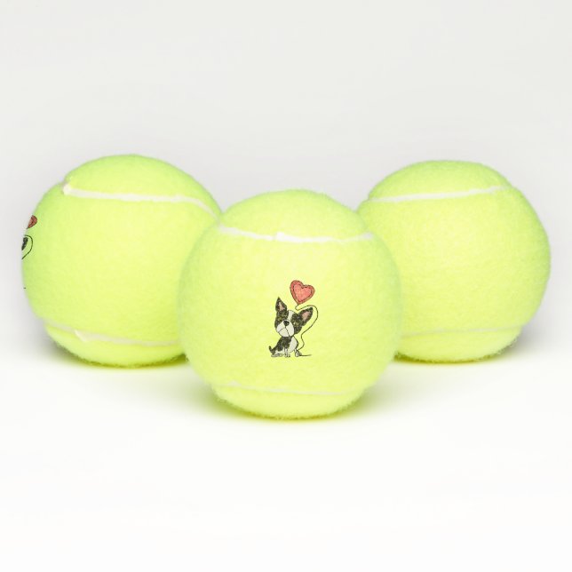 Balles De Tennis Bande dessinée drôle d'amour de Boston Terrier (Multiple)