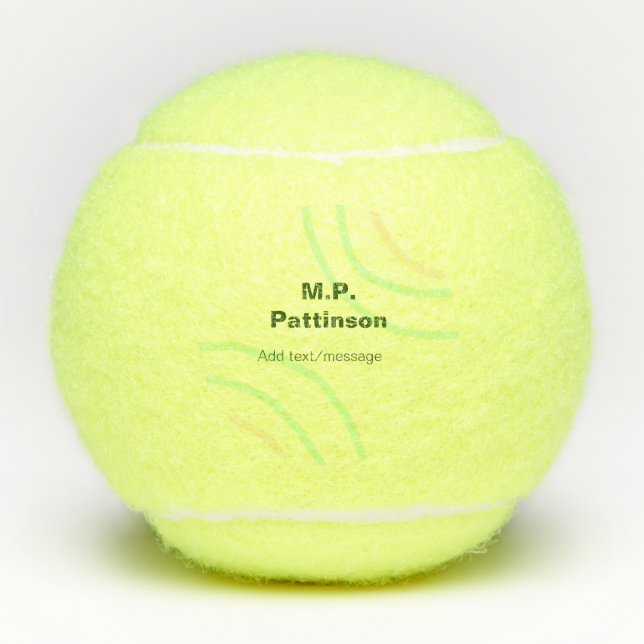 Balles De Tennis Bandes orange vertes ajouter le nom message texte  (Devant)