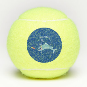 Balles De Tennis Barracuda poisson affamé de la pêche dessin animé