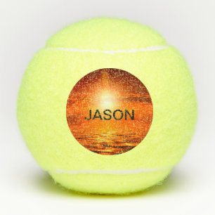 Balles De Tennis Beau coucher de soleil Orange Golden Sky Sea Gold