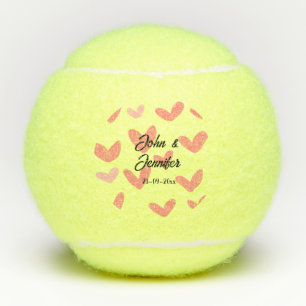 Balles De Tennis blanc simple style de texte mariage rouge coeur