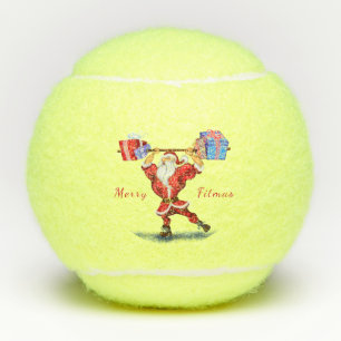 Balles De Tennis Bodybuilder Santa Claus avec cadeaux de Noël - Am