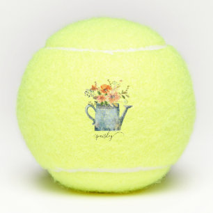 Balles De Tennis Boho Rust Orange Aquarelle Fleurs Arrosage Can