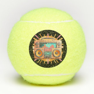 Balles De Tennis Boombox retro coloré des années 80 avec un coup de
