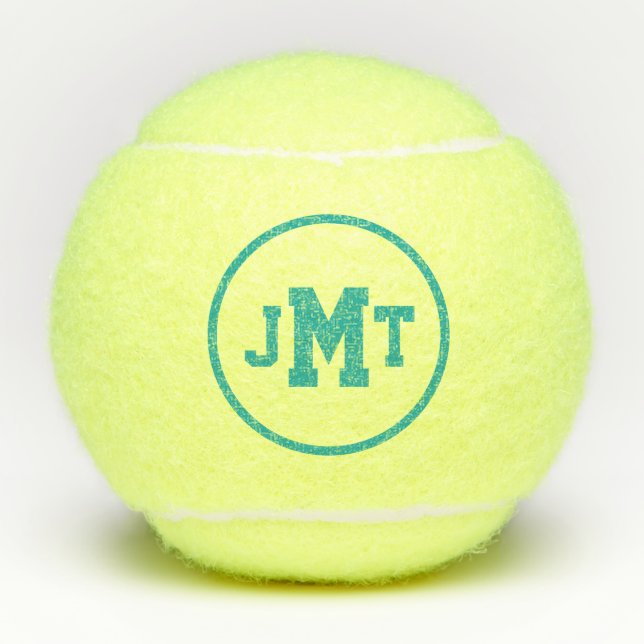 Balles De Tennis Boules de tennis Monogramme turquoises (Devant)