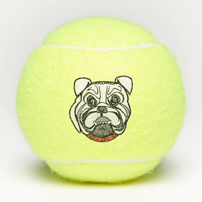 Balles De Tennis Bulldog Tennis Balls I Love Pets (Devant)