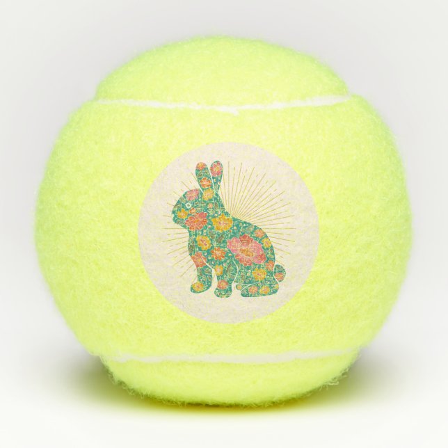Balles De Tennis Bunny Pâques Pastel Retro Floral (Devant)