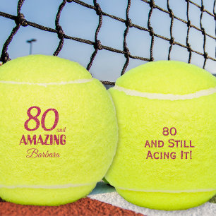Balles De Tennis Cadeau 80e anniversaire pour elle Incroyable Rose