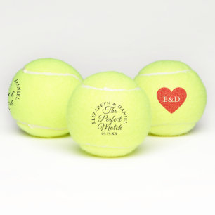 Balles De Tennis Cadeau de mariage Monogramme de cœur de correspond