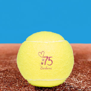 Balles De Tennis Cadeau de nom floral cœur rose pour son 75e annive