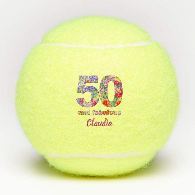 Balles De Tennis Cadeaux de tennis personnalisés 50e anniversaire 5 (Devant)