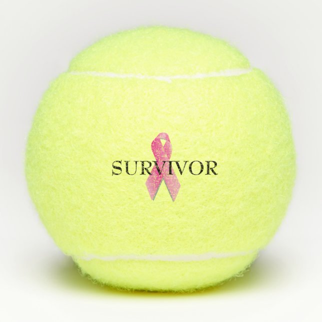 Balles De Tennis Cancer du sein Survivant Ruban rose (Devant)