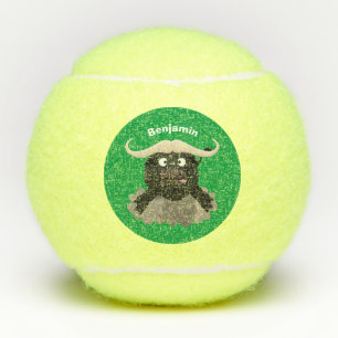 Balles De Tennis Caricature amusante de buffle d'eau courante
