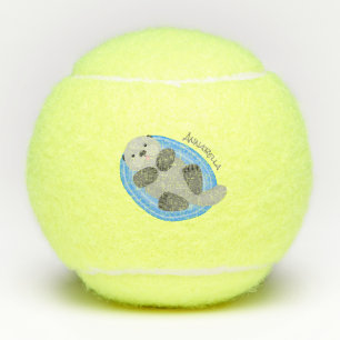 Balles De Tennis Caricature bleu loutre de mer joyeux