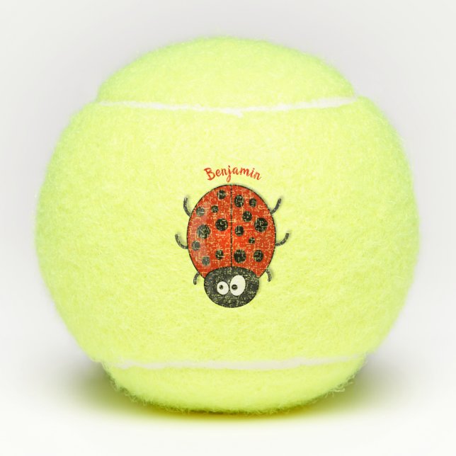 Balles De Tennis Caricature de coccinelle rouge joyeux (Devant)