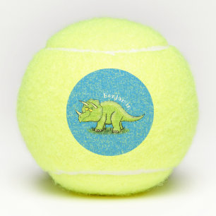 Balles De Tennis Caricature de dinosaure de triceratops vert mignon