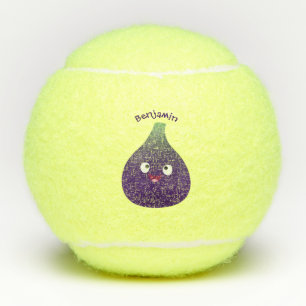 Balles De Tennis Caricature de fruits mauve joyeux aux figues