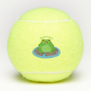 Balles De Tennis Caricature de grenouille verte mignonne