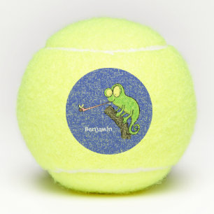 Balles De Tennis Caricature de lézard de caméléon vert joyeux