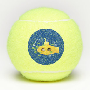 Balles De Tennis Caricature de poisson sous-marin jaune mignon