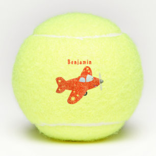 Balles De Tennis Caricature de vol d'avion rouge mignon