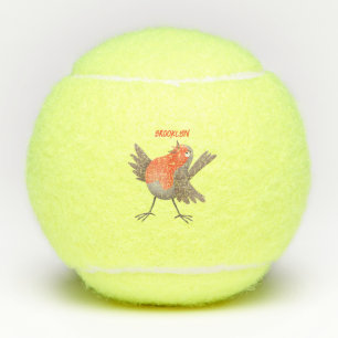 Balles De Tennis Caricature d'oiseau rouge chantant mignon