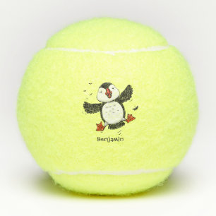 Balles De Tennis Caricature en bleu bouffin joyeux