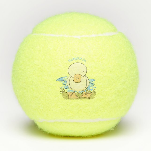 Balles De Tennis Caricature jaune mignon pour canard bébé (Devant)