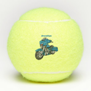 Balles De Tennis Caricature joyeux bleu moto