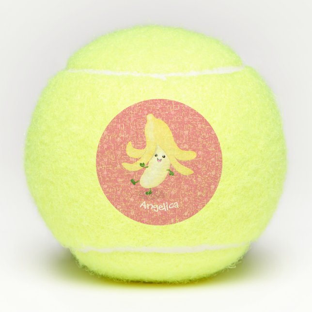 Balles De Tennis Caricature sur la banane de Cute kawaii (Devant)
