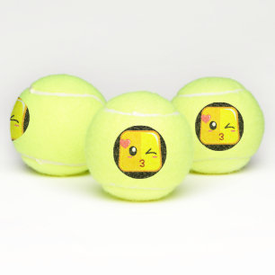 Balles De Tennis Carré Émoji Visage Bisou Amour S'amuser Jouer Spor