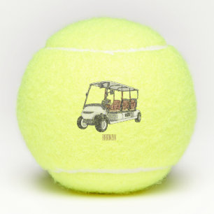 Balles De Tennis Carte de golf / dessin animé en voiturette de golf