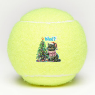 Balles De Tennis Chat de Noël amusant Avec Sticker Arbre