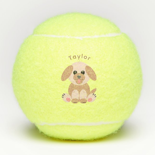 Balles De Tennis Chien Chien Chien Mignonne Caricature Pastel Neutr (Devant)