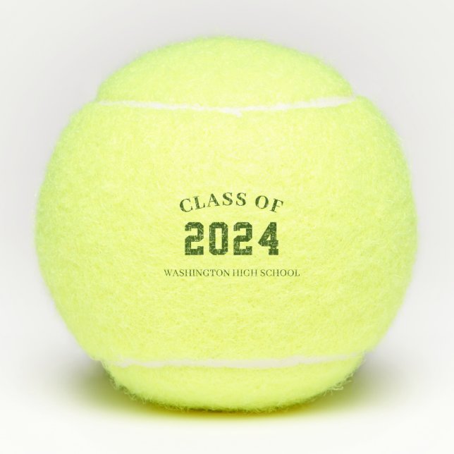 Balles De Tennis Classe avec nom de l'école Vert (Devant)