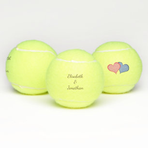 Balles De Tennis Coeurs romantiques avec des noms des textes