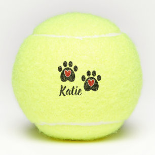 Balles De Tennis Coeurs rouges Empreintes de pattes