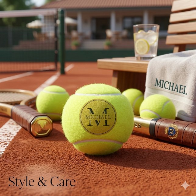 Balles De Tennis Conception d'initiale personnalisée Monogramme per (Personalized Monogram Custom Initial Design Tennis Balls)