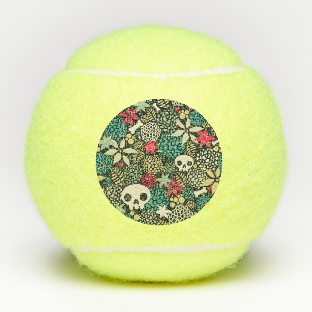 Balles De Tennis Crâne en fleurs (Devant)