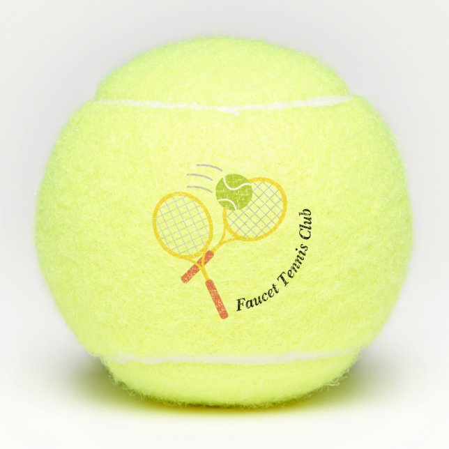 Balles De Tennis Créez votre propre logo de club créatif jaune noir (Devant)
