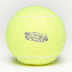 Balles De Tennis croquis au crayon de camion de pompiers vintage de