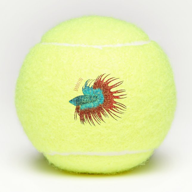 Balles De Tennis Crowntail betta fish dessin animé (Devant)