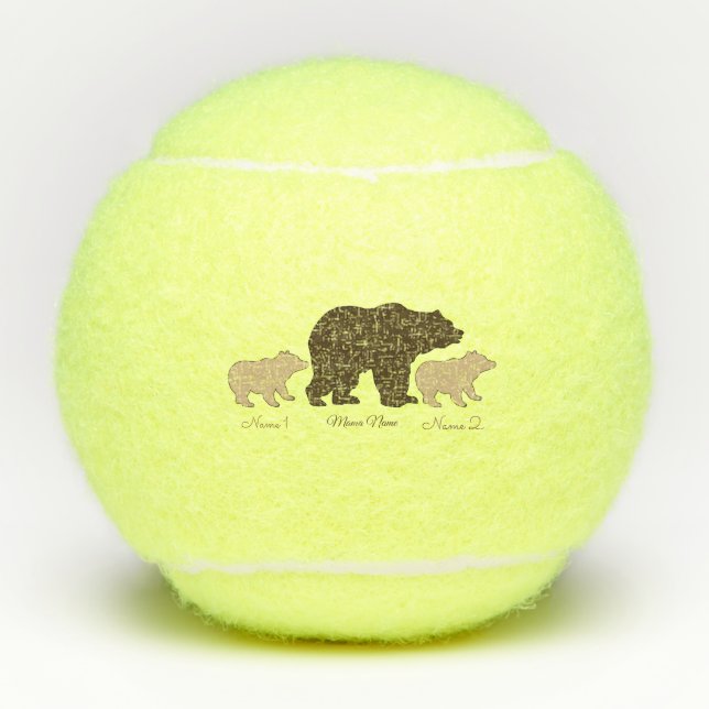 Balles De Tennis Custom Mama Bear With 2 Kid Names Mothers Day Gift (Devant)