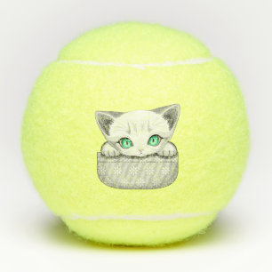 Balles De Tennis Cute de chat et pointe joueuse à partir d'une poch