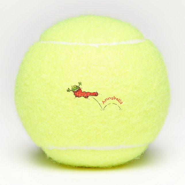 Balles De Tennis Cute grenouille dans une chaussette rouge saut de  (Devant)