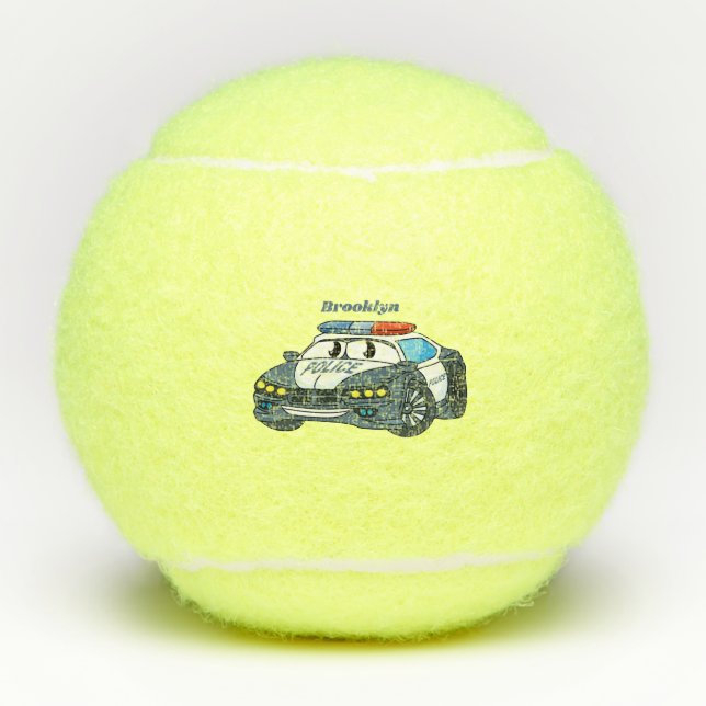 Balles De Tennis Cute happy police car cartoon illustration (Devant)