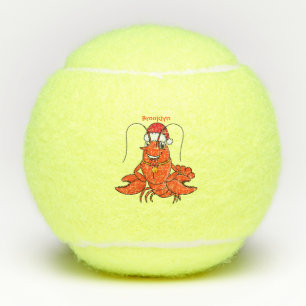 Balles De Tennis Cute joyeux homard portant le dessin du casquette 