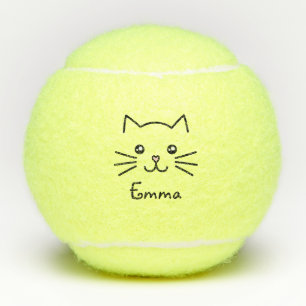 Balles De Tennis Cute Kawaii Kitten Visage de chat avec nez de coeu