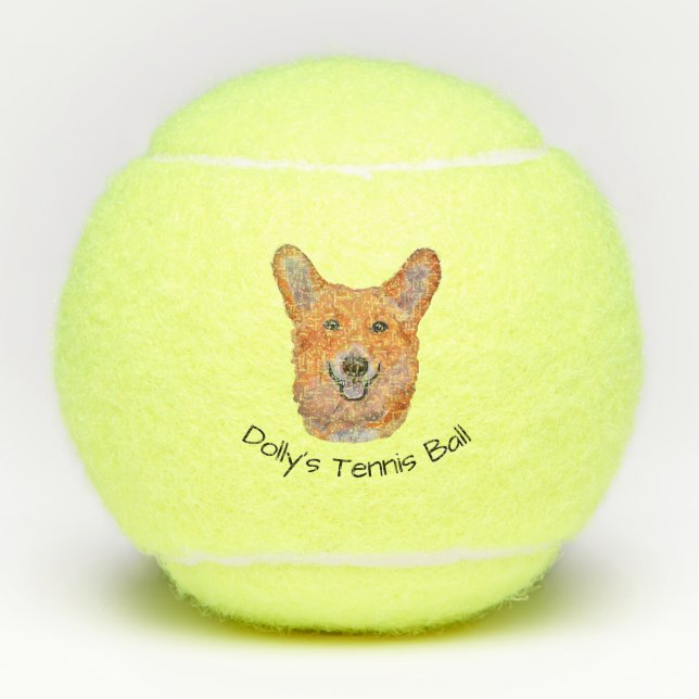 Balles de tennis de Corgi Penn souriantes (Devant)